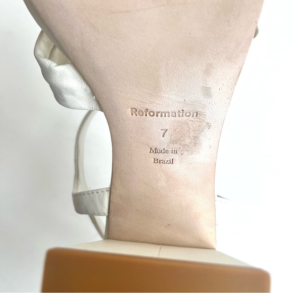 Reformation White Maize gathered leather platform sandals - Picture 8 of 11